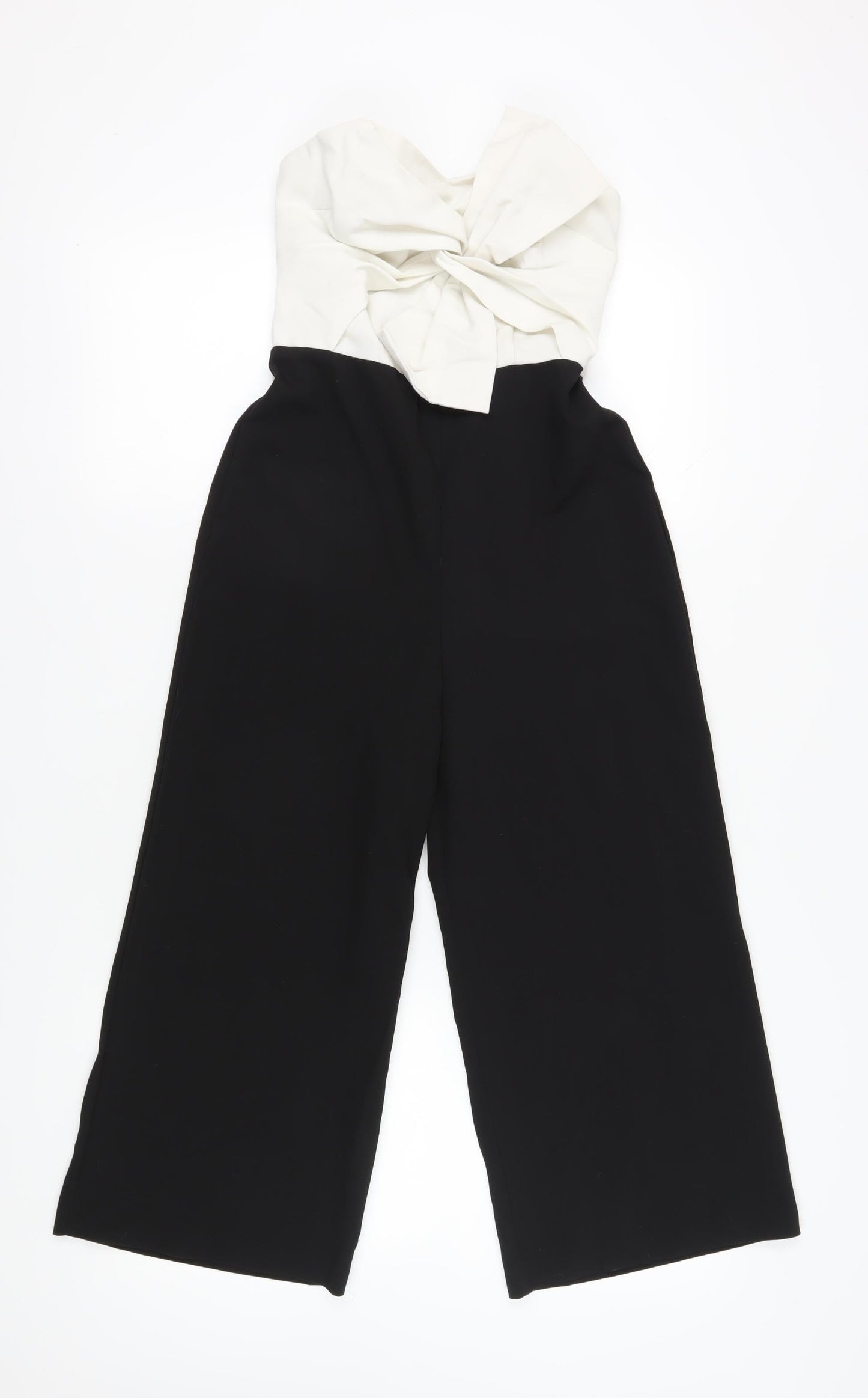 Miss Selfridge Women’s White Black Bow Jumpsuit Size 8