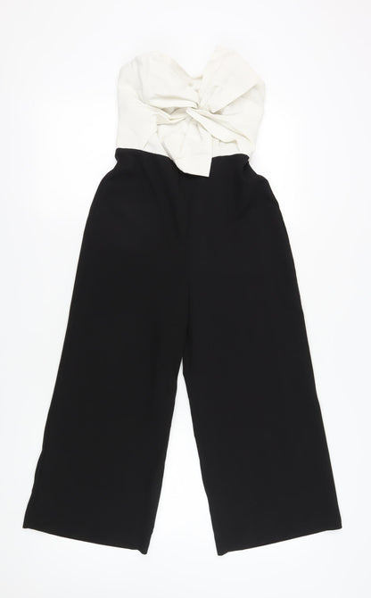 Miss Selfridge Women’s White Black Bow Jumpsuit Size 8