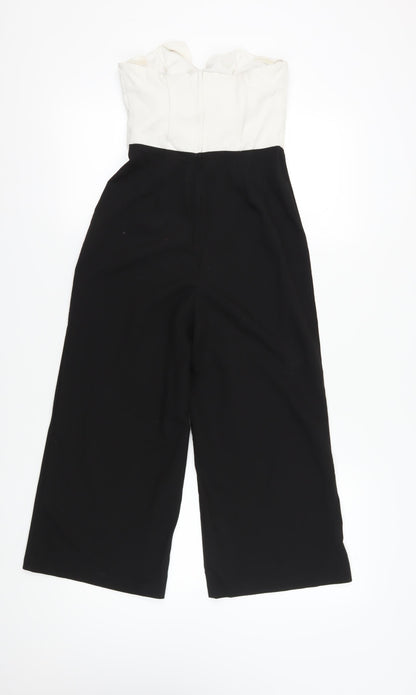 Miss Selfridge Women’s White Black Bow Jumpsuit Size 8