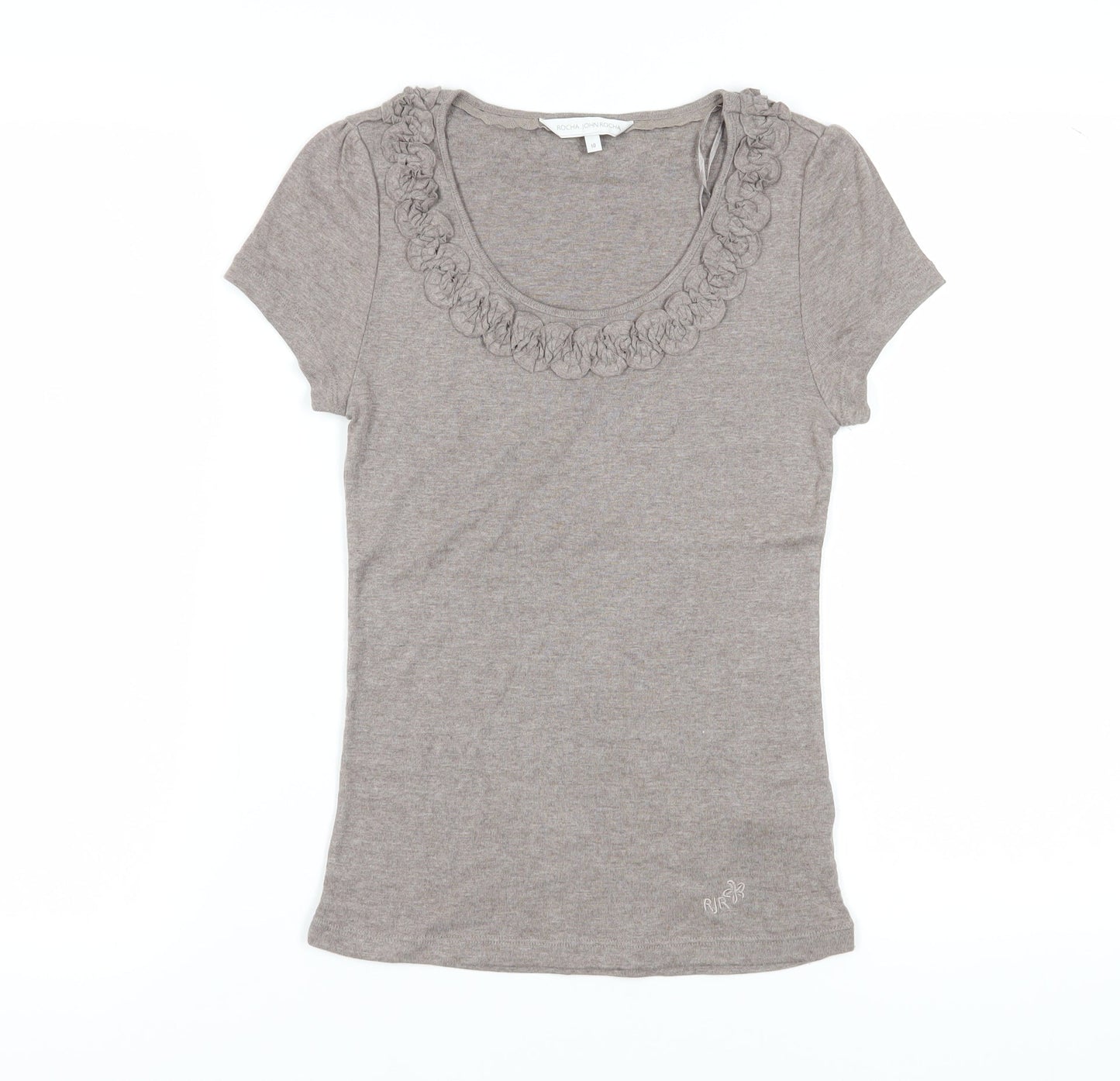Womens UK Size 10 Rocha John Rocha Brown Basic T-Shirt
