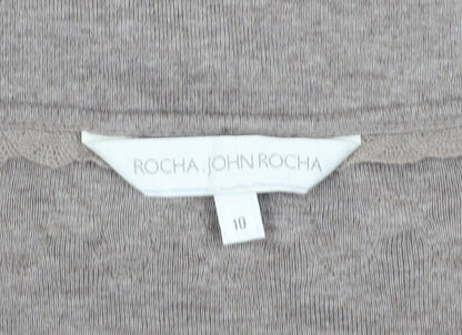 Womens UK Size 10 Rocha John Rocha Brown Basic T-Shirt