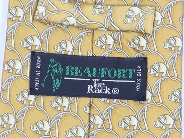 Mens Beaufort Gold Geometric 100% Silk  Tie