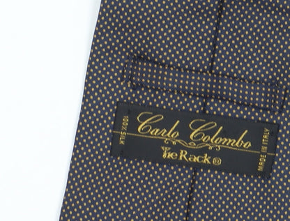 Mens Carlo Colombo Black Polka Dot 100% Silk Pointed Tie