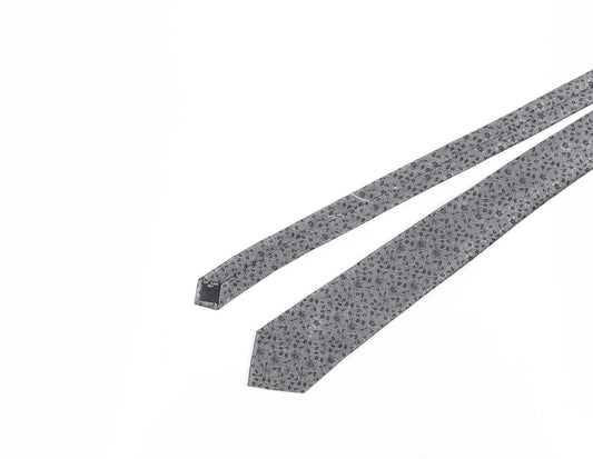 Woodstock Men's Grey Floral Silk Slim Tie