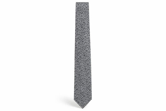 Mens Woodstock Grey Floral 100% Silk Slim Tie