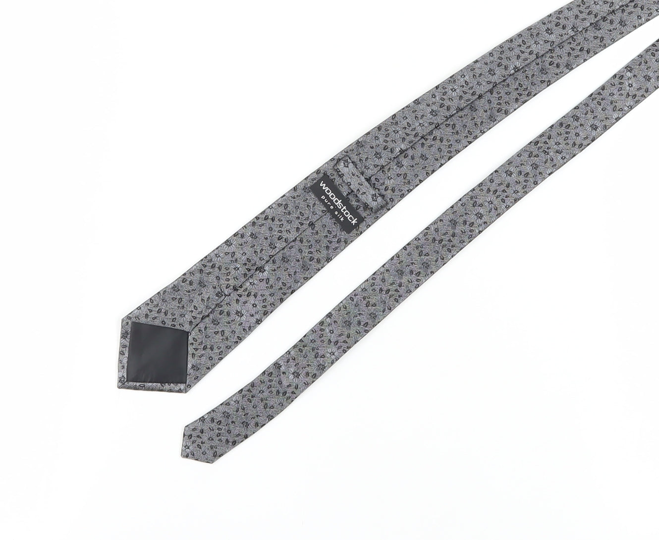 Woodstock Men's Grey Floral Silk Slim Tie