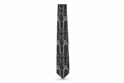 Mens TieRack Black Geometric 100% Silk Slim Tie