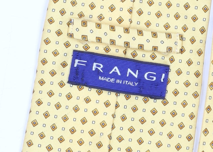 Mens Frangi Yellow Geometric 100% Silk  Tie