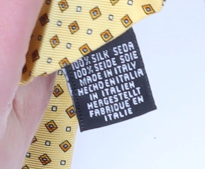 Mens Frangi Yellow Geometric 100% Silk  Tie