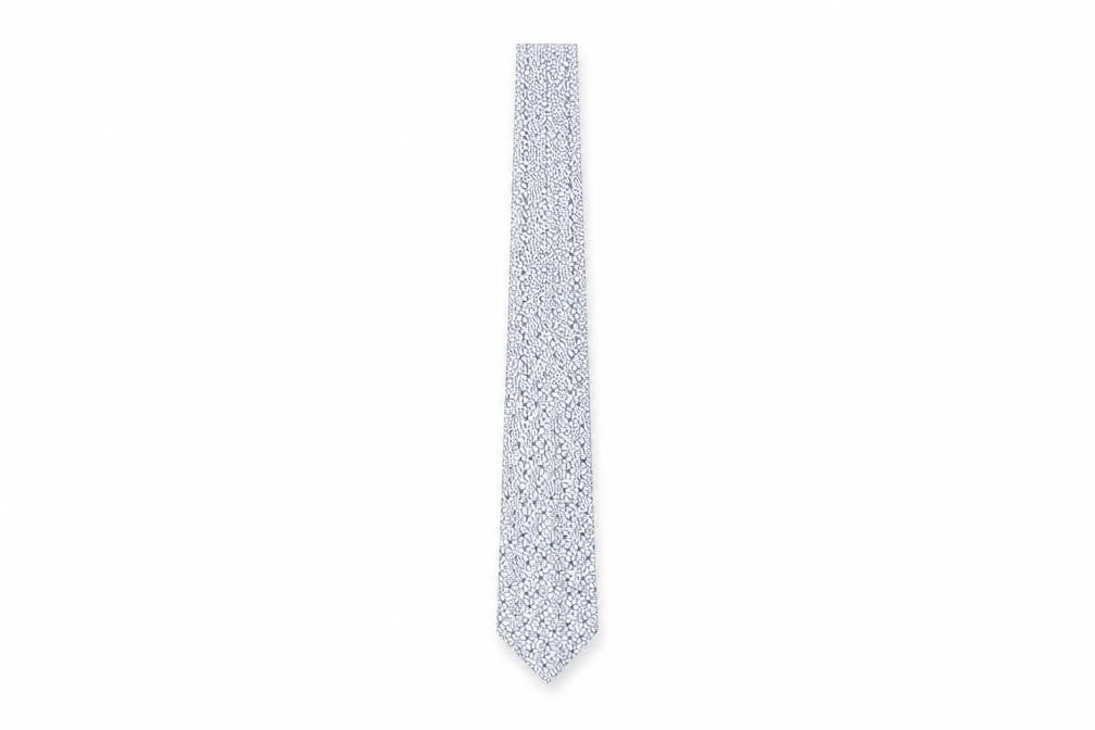 Mens Marks and Spencer White Floral 100% Polyester Slim Tie