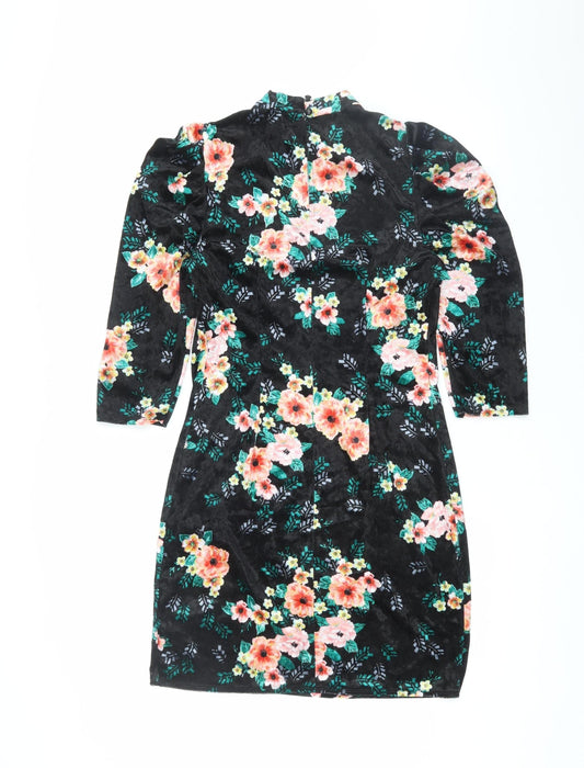 Red Herring Women's Black Floral Bodycon Dress