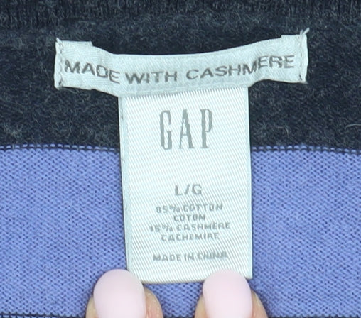 GAP Men's Multicoloured Striped Pullover Jumper L