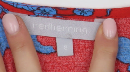 Womens UK Size 8 Red Herring Red Wrap Blouse