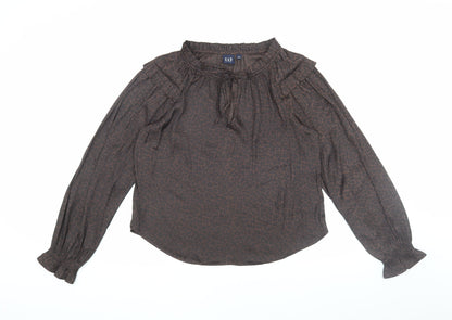 GAP Women’s Brown Animal Print Blouse, Medium