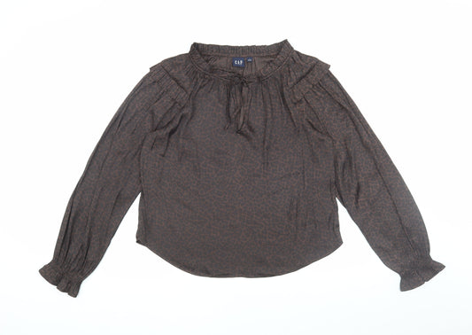 GAP Women’s Brown Animal Print Blouse, Medium
