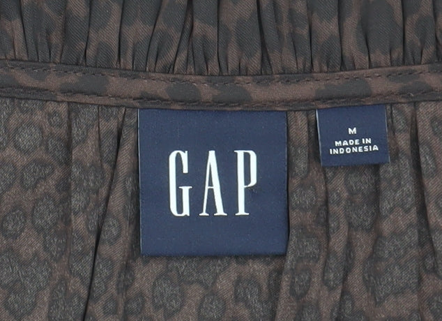 GAP Women’s Brown Animal Print Blouse, Medium