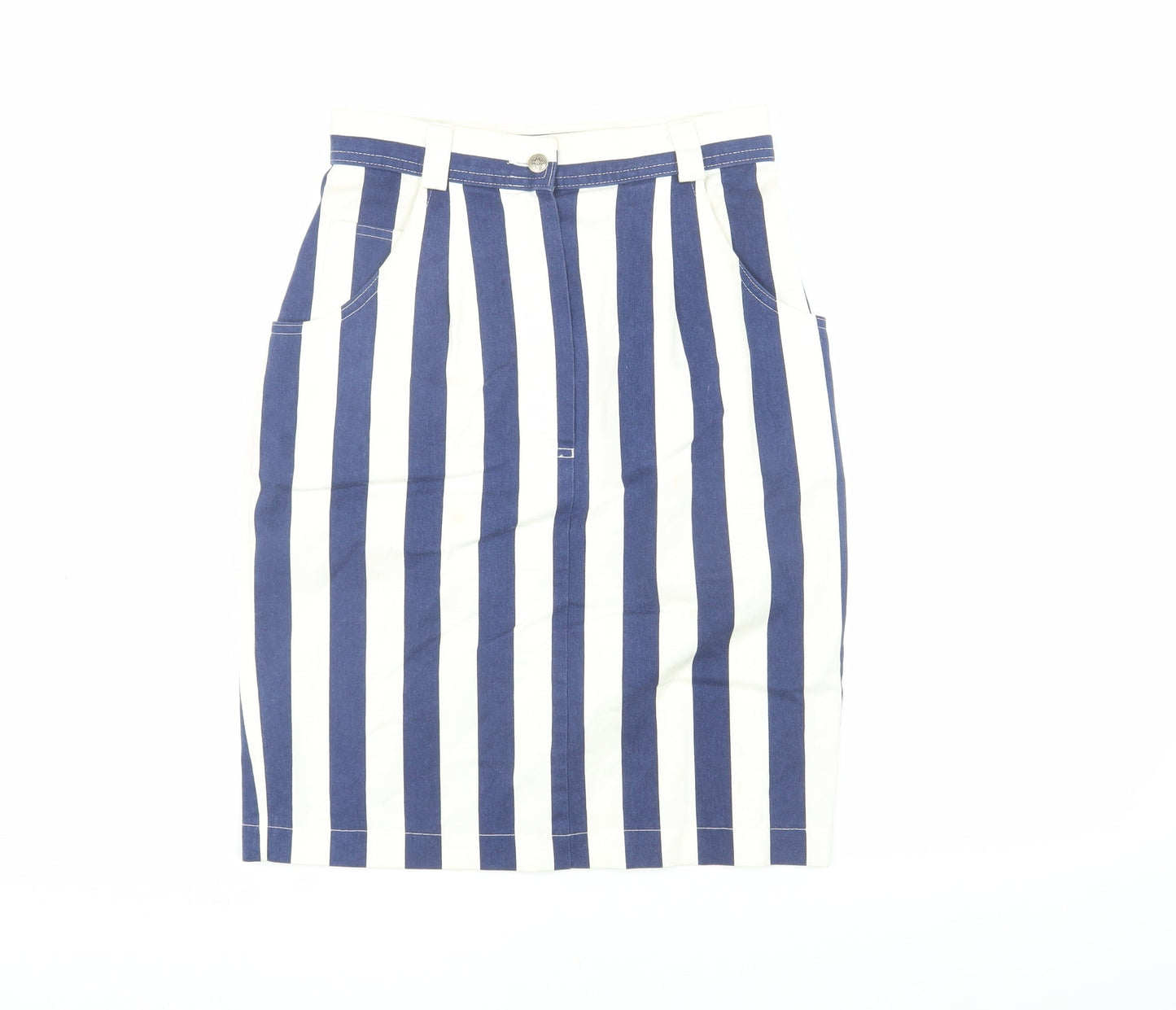 Marks and Spencer Women's Blue Striped Pencil Skirt Size 10