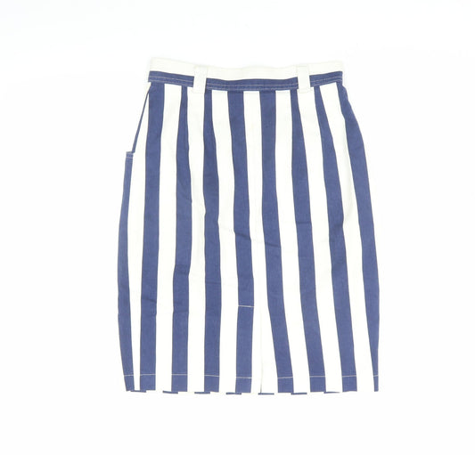Marks and Spencer Women's Blue Striped Pencil Skirt Size 10