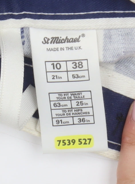 Marks and Spencer Women's Blue Striped Pencil Skirt Size 10