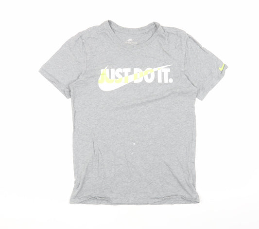 Nike Grey Unisex T-Shirt S, Crew Neck, Athletic Style