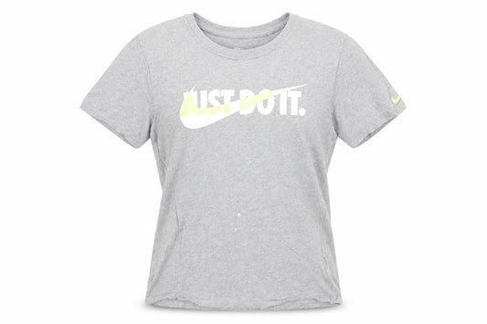 Front view of Nike Grey unisex t-shirt s, crew neck, athletic style