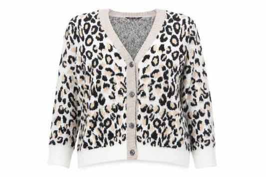 Front view of Kaleidoscope Women's Multicoloured Leopard Cardigan, size 16