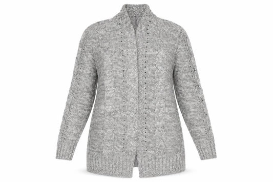 New Look Women’s Grey Cable-Knit Cardigan - Size 10