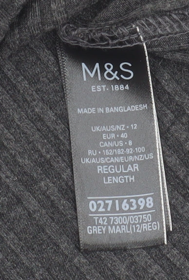 Marks and Spencer Grey Shift Dress, Size 12, Long Sleeve