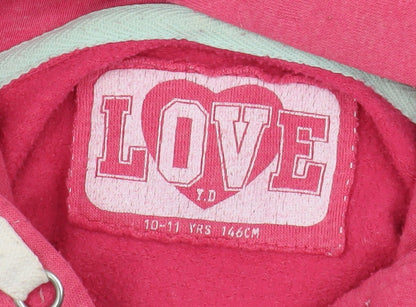 LOVE Girls Pink Full Zip Hoodie 11-12 Years Casual Wear