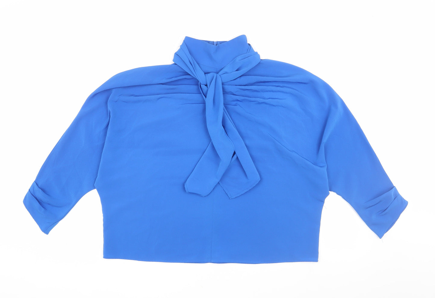 Womens UK Size 2 Zara Blue Basic Blouse