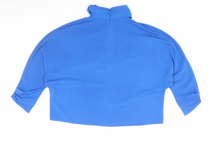 Womens UK Size 2 Zara Blue Basic Blouse