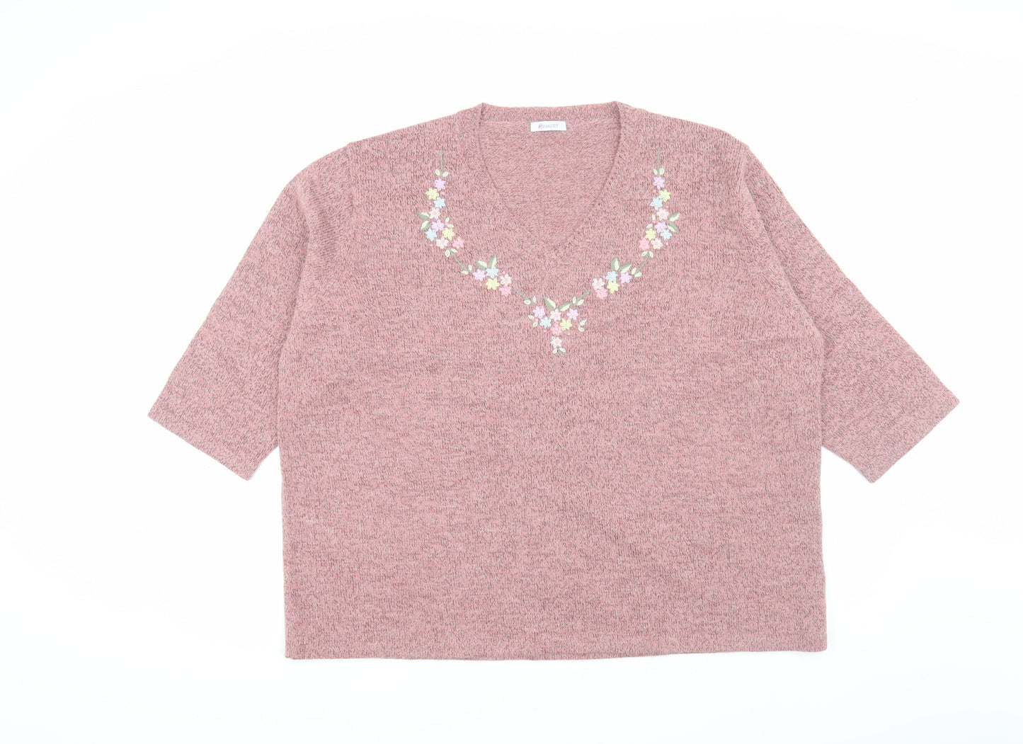 Damart Women's Pink Embroidered Pullover Jumper, Size 26