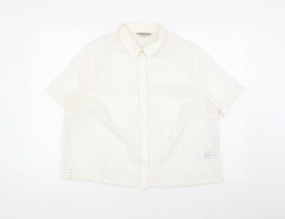 Womens UK Size 18 Marks and Spencer Ivory Basic Button-Up