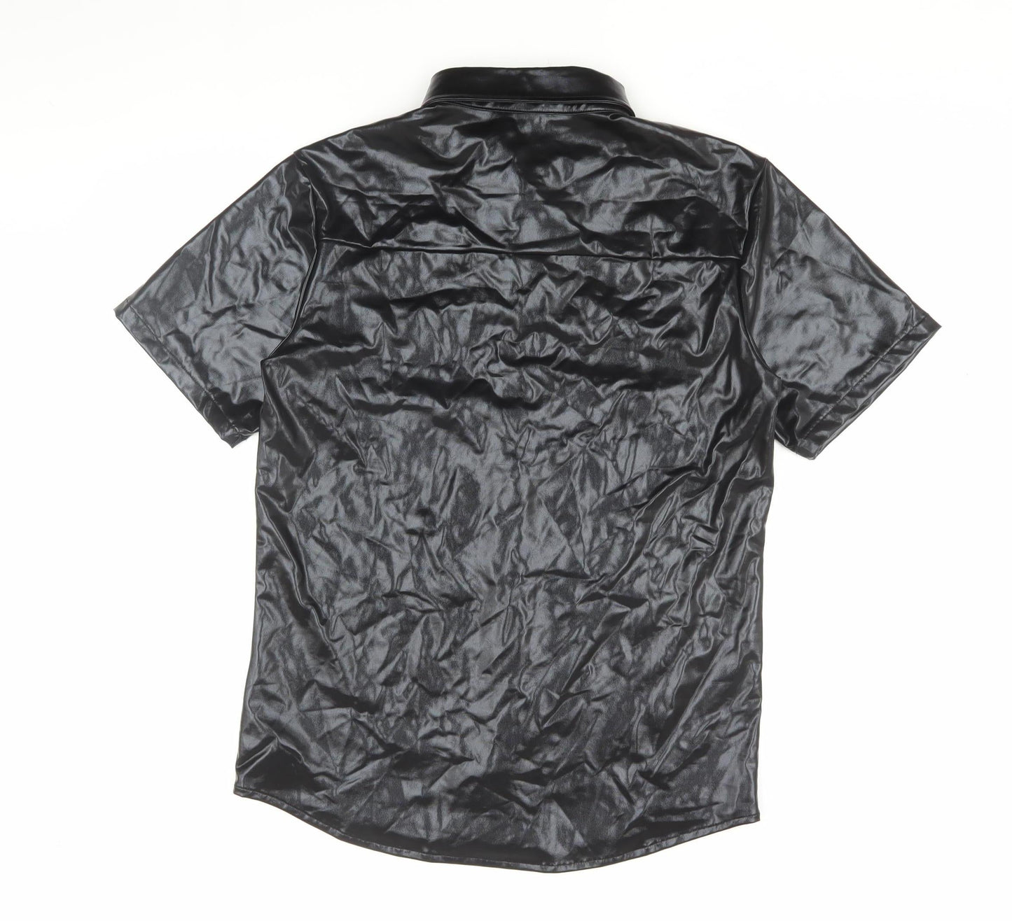JOGAL Men's Black Short Sleeve Button-Up Shirt, Size M
