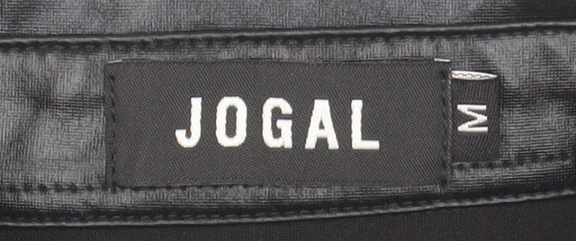 JOGAL Men's Black Short Sleeve Button-Up Shirt, Size M