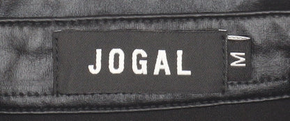 JOGAL Men's Black Short Sleeve Button-Up Shirt, Size M