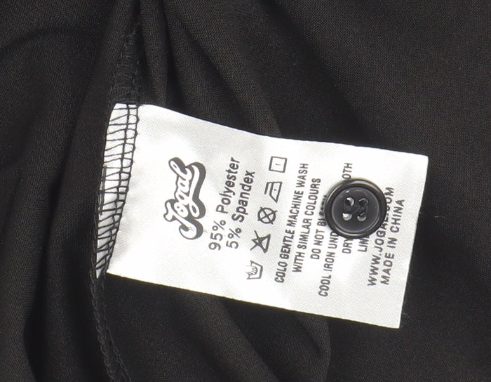 JOGAL Men's Black Short Sleeve Button-Up Shirt, Size M
