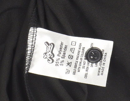 JOGAL Men's Black Short Sleeve Button-Up Shirt, Size M