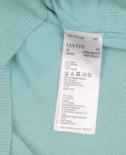 Womens UK Size XS Oasis Blue Basic Blouse