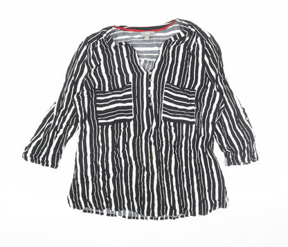 Womens UK Size 16 C&A Black Tunic Blouse