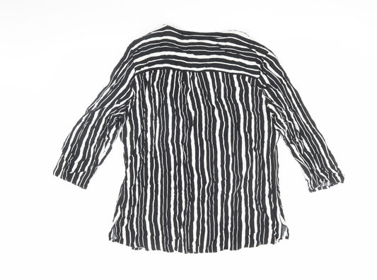 Womens UK Size 16 C&A Black Tunic Blouse