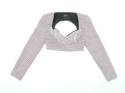 Womens UK Size M Bershka Multicoloured Cropped Blouse