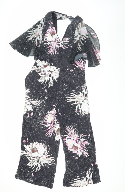 Next Women's Black Floral Jumpsuit Size 12