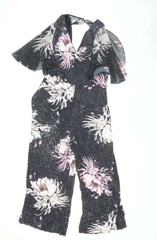 Next Women's Black Floral Jumpsuit Size 12