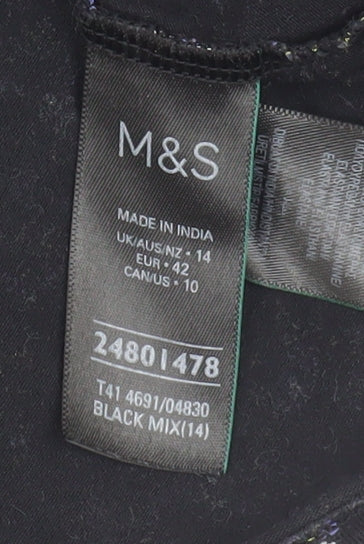 Womens UK Size 14 Marks and Spencer Black Jersey Top