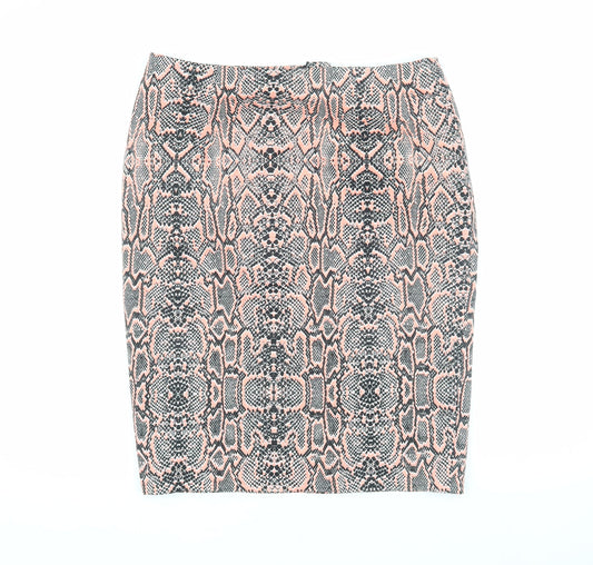 Marks & Spencer Women's Orange Animal Print Skirt, Size 14
