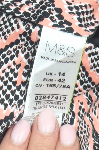 Marks & Spencer Women's Orange Animal Print Skirt, Size 14