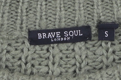 Womens UK Size S Brave Soul Green Pullover Jumper