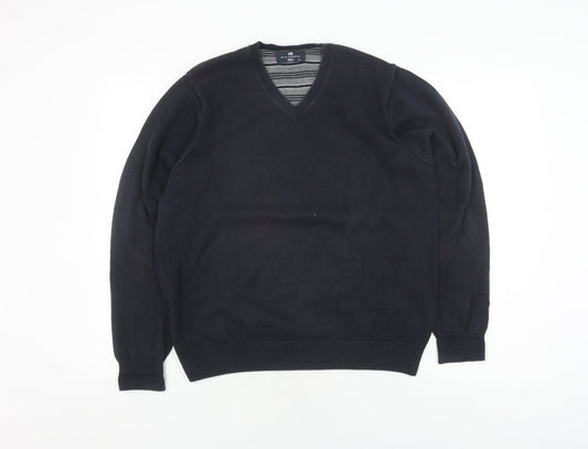 Marks and Spencer Men's Blue V-Neck Pullover Jumper M