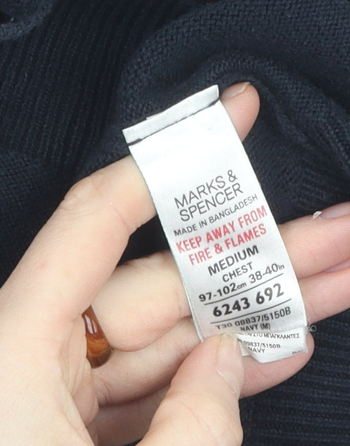 Marks and Spencer Men's Blue V-Neck Pullover Jumper M